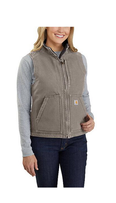 Carhartt Women's Relaxed Fit Washed Duck Sherpa Lined Mock Neck Vest 104224