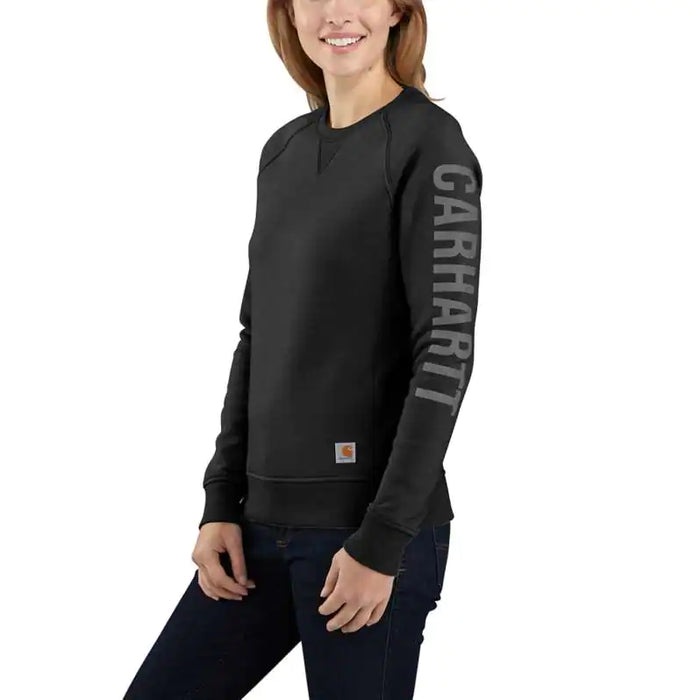 RELAXED FIT MIDWEIGHT CREWNECK BLOCK LOGO SLEEVE GRAPHIC SWEATSHIRT #104410