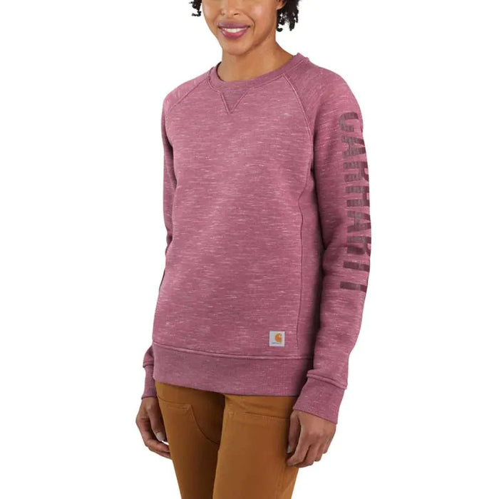 RELAXED FIT MIDWEIGHT CREWNECK BLOCK LOGO SLEEVE GRAPHIC SWEATSHIRT #104410