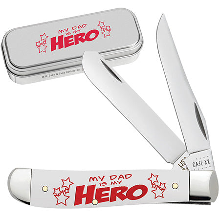 MY DAD IS MY HERO MINI TRAPPER GIFT TIN - WHITE SYNTHETIC