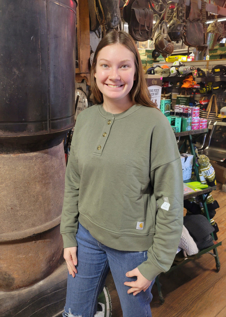 (取寄) カーハート プラス ルーズ フィット ミッドウエイト フレンチ テリー ヘンリー セーター Carhartt 106182 Plus Loose Fit Midweight French Terry Henley Sweater Stone Ash Carhartt Women's Loose Fit Midweight French Terry Henley