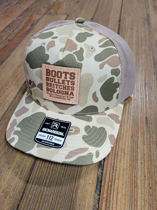 Crane's Camo Leather Patch Hat - Premium Richardson Snapback Collection - 2025