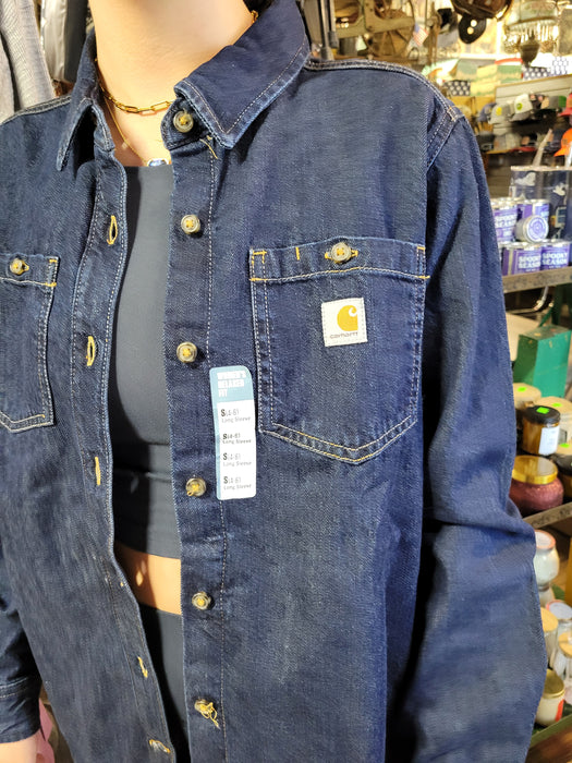 Carhartt Women's Relaxed Fit Midweight Denim Long-Sleeve Over Shirt Carhartt Women's Relaxed Fit Midweight Denim Long-Sleeve Over Shirt
