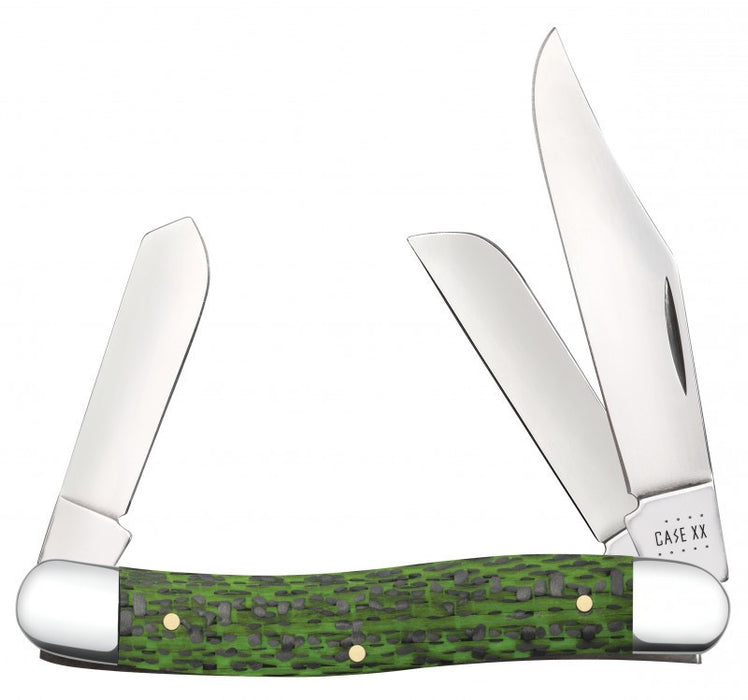 50712 Green & Black Carbon Fiber/G-10 Weave Smooth Stockman Discontinued