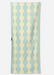 A rectangular towel with a vertical wavy stripe pattern in light blue and cream, shown flat against a light gray background.