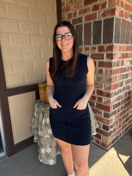 The Normal Brand Quinn Knit Mini Dress — Navy