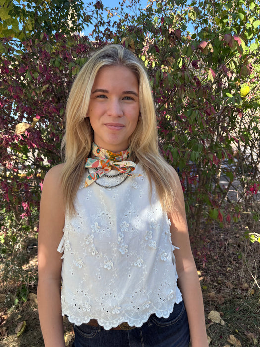 Handker Bowie Tie – Floral Cotton Skinny Scarf