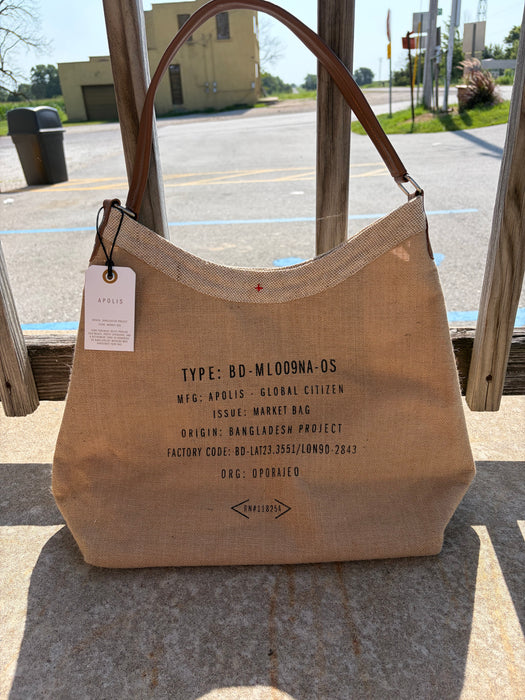 Apolis x Crane's Country Store Crescent Market Tote — Handwoven Golden Jute