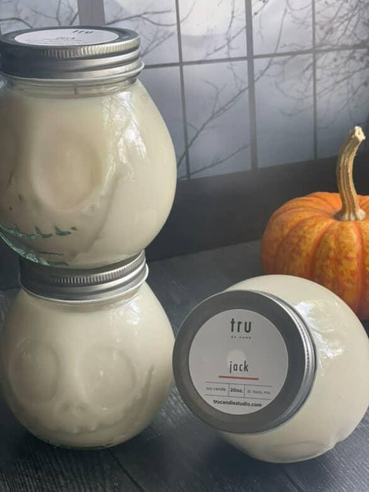 Tru Jac Pumpkin Face Candle - Autumn Harvest Scented Jar Candle - 20oz.