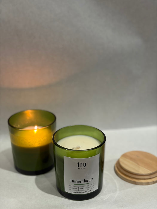 Tru Tannenbaum Candle - 8oz Green Glass Jar | Fir & Balsam Holiday Scent