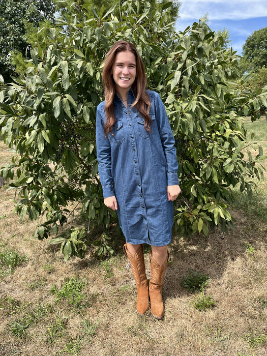 Pendleton Women's Embroidered Chambray Gambler Shirt Dress - TJ402