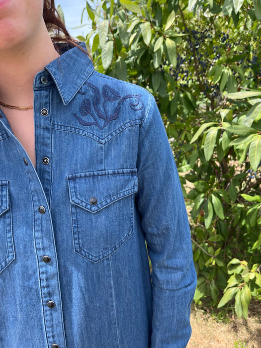 Pendleton Women's Embroidered Chambray Gambler Shirt Dress - TJ402