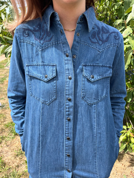 Pendleton Women's Embroidered Chambray Gambler Shirt Dress - TJ402