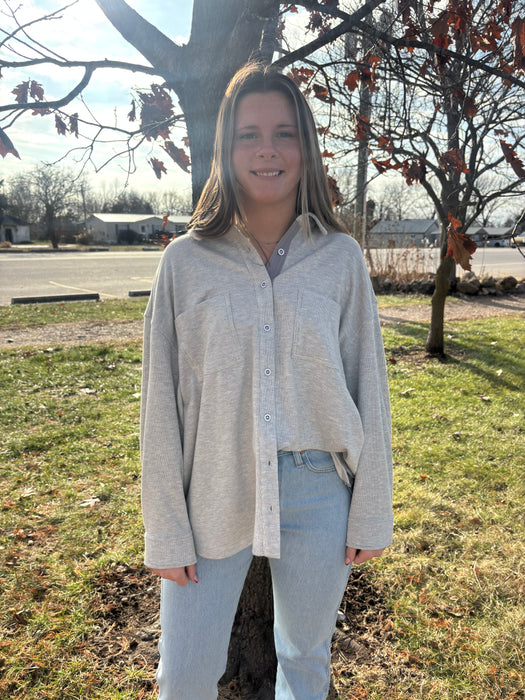 Purnell Women's Heavyweight Fleece Boyfriend Shirt - Silicone Softened Oversized Shacket