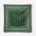 Green bandana with white paisley pattern on a white background