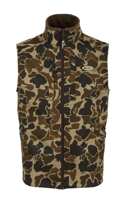 DRAKE Men's Windproof Softshell Old School Camo Vest - DS7523