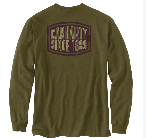 Carhartt Men's Heritage 1889 Long-Sleeve Cotton Graphic T-Shirt - Workwear Classic 107038 - 10% Off at Checkout
