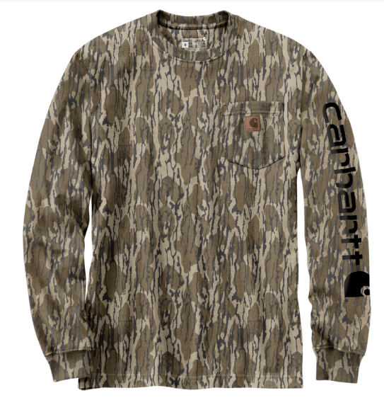 Carhartt Men's Long-Sleeve Camo T-Shirt - Mossy Oak Bottomland Pattern - 105483