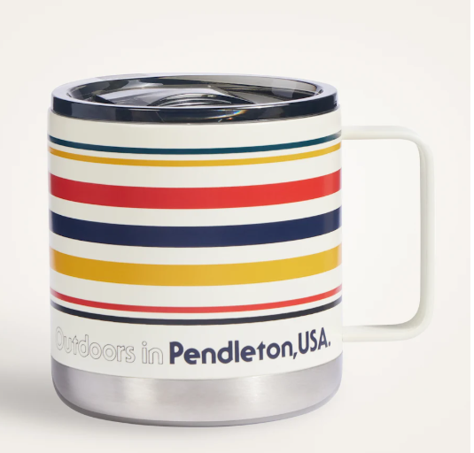 Pendleton Park Stripe Insulated Camp Mug - 15oz Stainless Steel Travel Mug