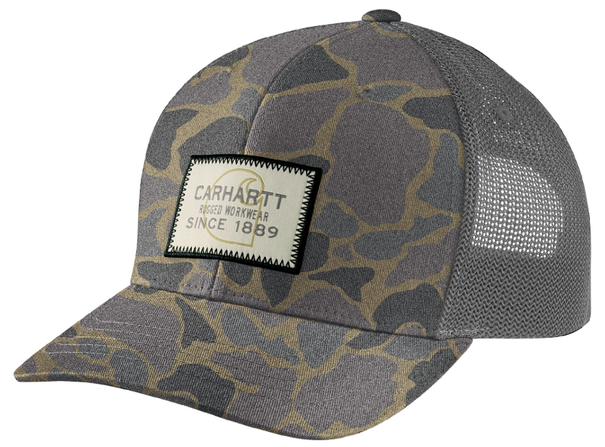 Carhartt 107003 Wool Mesh Back Camo Logo Patch Cap - FastDry Technology