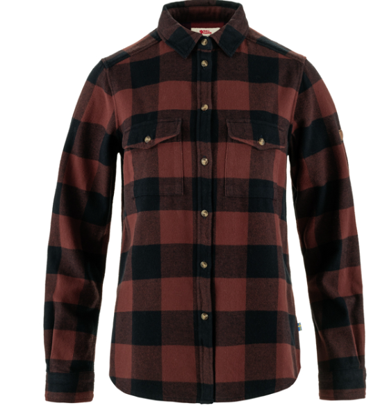 Fjall Raven Ovik Heavy Flannel Shirt - Women's Dark Navy-Maroon Plaid  F86999