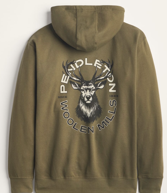 Pendleton Men's Long Sleeve Stag Graphic Hoodie - Heritage-Inspired Cotton Fleece