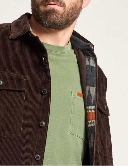 Pendleton Men's Belmont Corduroy Shirt-Jacket - Soft Cotton Corduroy with Patterned Trim