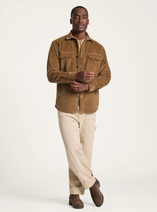 Pendleton Men's Belmont Corduroy Shirt-Jacket - Soft Cotton Corduroy with Patterned Trim