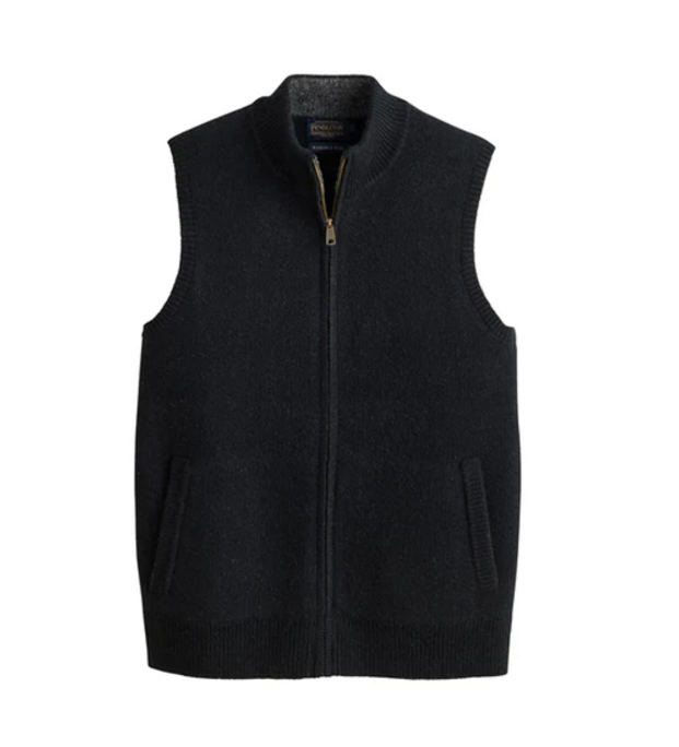 Pendleton Wool Sweater Vest - Classic Zip-Front Knit with Leather Pull
