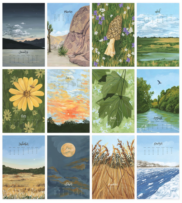 2026 XL Calendar - Natural World | 20x30 Oversized Wall Calendar with Hand-Painted Seasonal Scenes