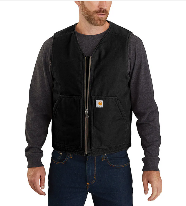 Carhartt Men's Relaxed Fit Washed Duck Sherpa-Lined Vest - Heavyweight Cotton Workwear