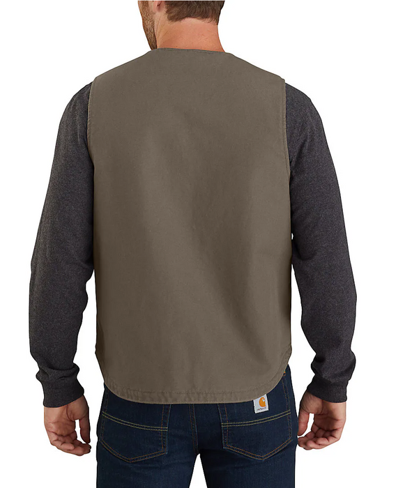 Carhartt Men's Relaxed Fit Washed Duck Sherpa-Lined Vest - Heavyweight Cotton Workwear