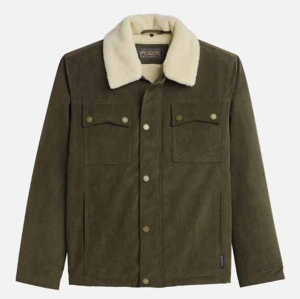 Pendleton Men's Seabeck Corduroy Trucker Jacket - Water-Resistant Sherpa-Lined Outerwear