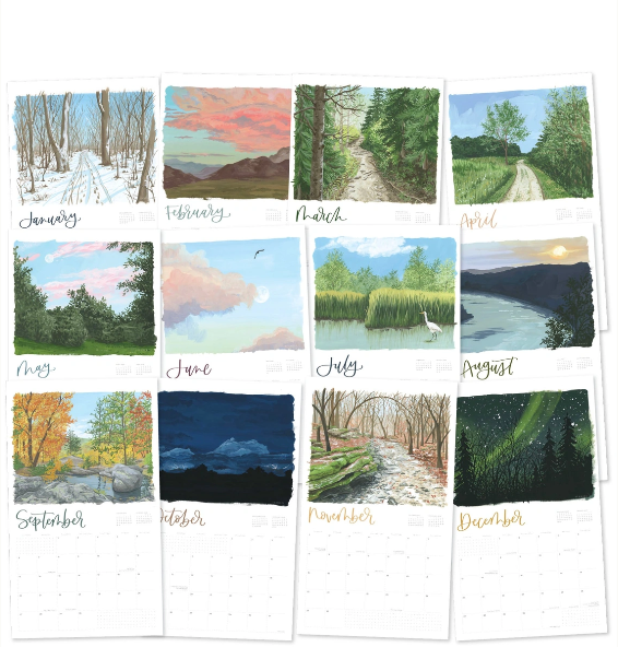 2026 Land & Sky Landscapes Wall Calendar - Hand-Painted Nature Art