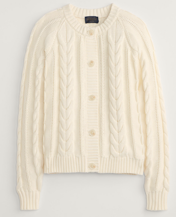 Pendleton Women's Cotton Cable Cardigan – Classic Knit Button-Front Sweater