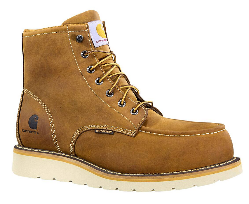Carhartt Men's 6" Waterproof Moc Nano Toe Wedge Work Boot - Premium Leather Safety Toe