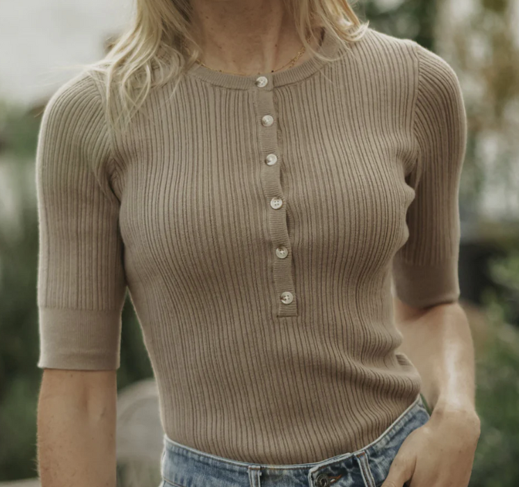 The Normal Brand  Coco Henley Sweater – Taupe