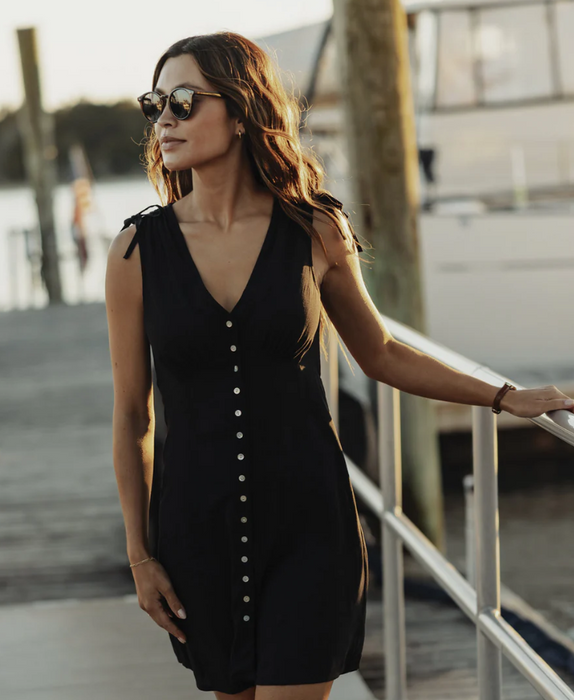 dress store camille Aria Crepe Camille Button Thru Mini Dress in Black S