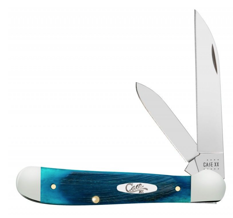 Case Copperhead 6249W SS Pocket Knife — Sawcut Jigged Caribbean Blue Bone Handle | Closeout
