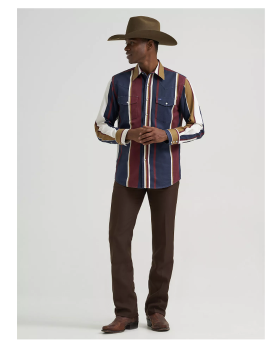Wrangle Brushpopper Vintage Stripe Western Snap Shirt – Classic Fit