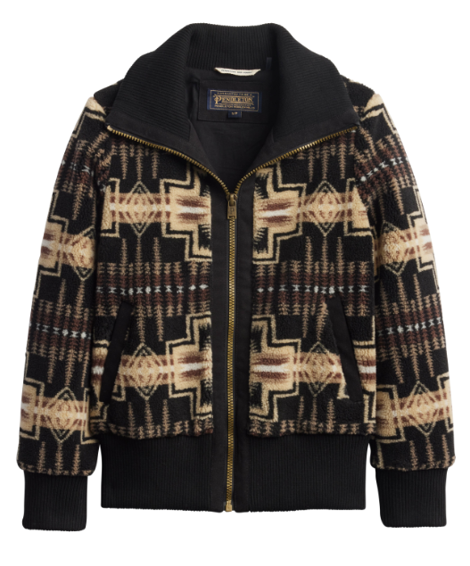 Pendleton Women's Foxglove Fleece Bomber Jacket – Black/Tan
