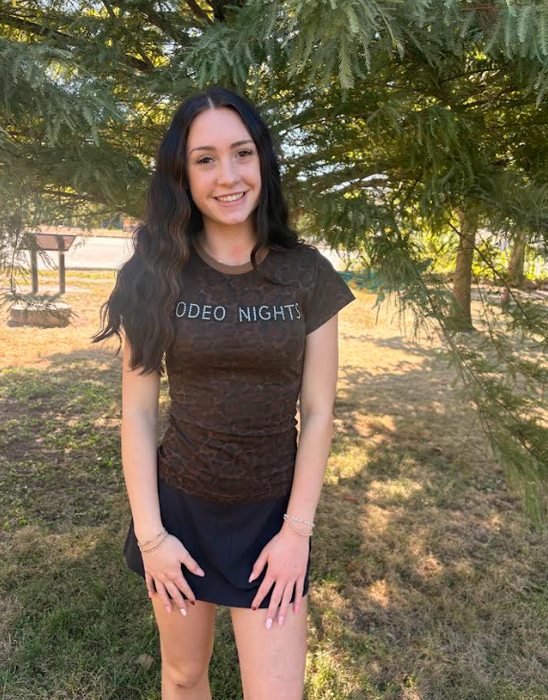 Wrangler® X Lainey Wilson Rodeo Nights Leopard Tee - Brown