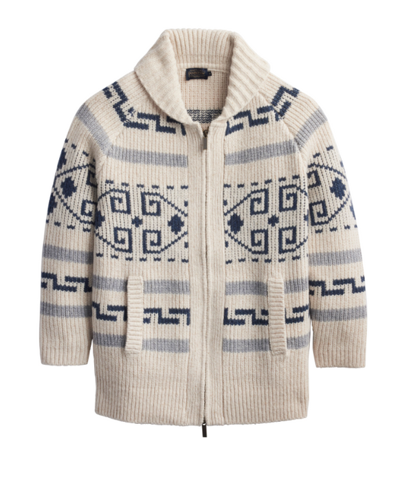 Pendleton Women's Long Westerley Cardigan | Ivory/Blue Multi