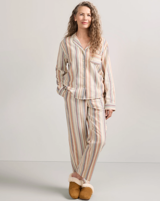 Pendleton Women’s Cotton Flannel Pajama Set | Ivory Multi Stripe