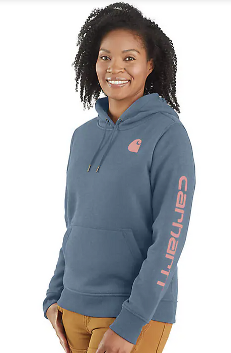 Carhartt Women's Relaxed Fit Midweight Logo Sleeve Graphic Hoodie 2024 Colors 102791