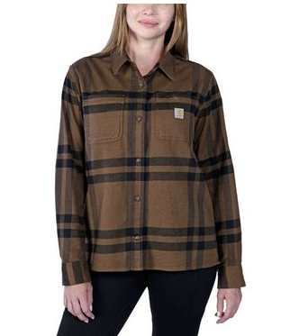 Carhartt Women's Rugged Flex Loose Fit Midweight Flannel Long Sleeve Plaid Shirt 105989