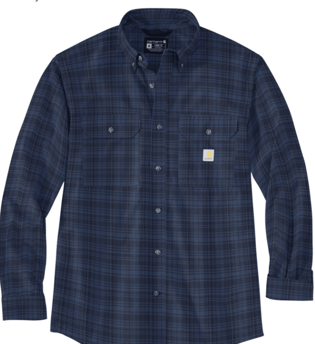 Carhartt Loose Fit Midweight Chambray Long-Sleeve Plaid Shirt 106355