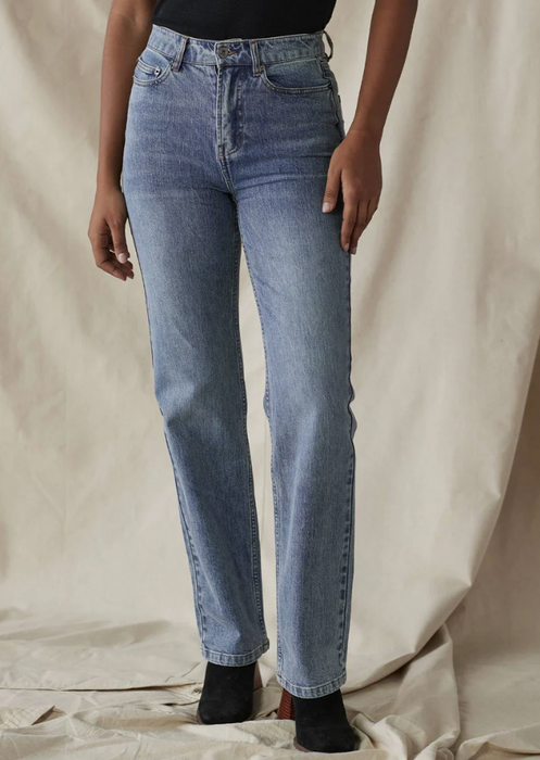 Normal Brand Women's Hi- Rise Straight Leg Jean Medium Wash