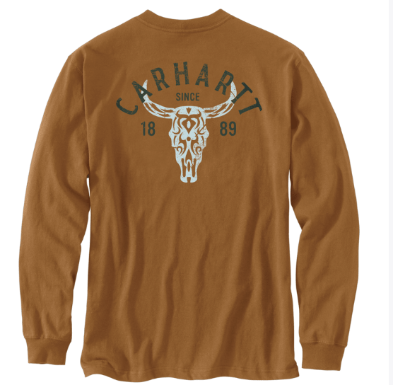 Carhartt Men's Heavyweight Longhorn Graphic Long-Sleeve T-Shirt - Western Workwear Essential