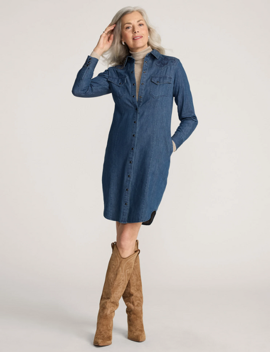 Pendleton Women's Embroidered Chambray Gambler Shirt Dress - TJ402
